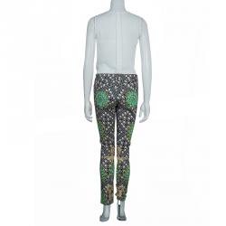 Pre Owned Mary Katranzou Pearl Printed Denim Pants S