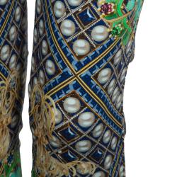 Pre Owned Mary Katranzou Pearl Printed Denim Pants S