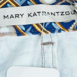 Pre Owned Mary Katranzou Pearl Printed Denim Pants S
