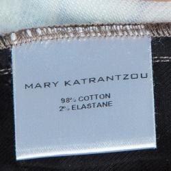 Pre Owned Mary Katranzou Pearl Printed Denim Pants S