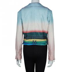 Mary Katrantzou Multicolor Flamingo Print Belted Biker Jacket M