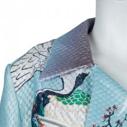 Mary Katrantzou Multicolor Flamingo Print Belted Biker Jacket M