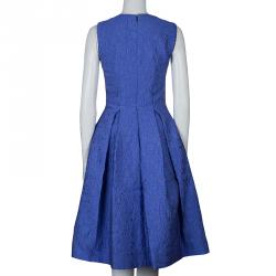 Mary Katrantzou Blue Textured Sleeveless Pocket Dress M