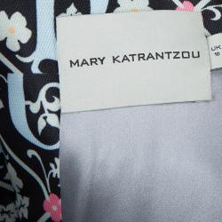 Pre Owned Mary Katrantzou Black Printed Strapless Dress M