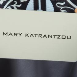 Pre Owned Mary Katrantzou Black Printed Strapless Dress M