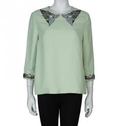 Mary Katrantzou Mint Green Embellished Spellbound Top M