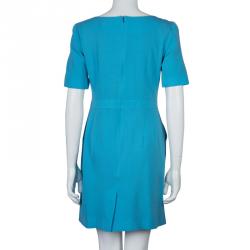 Mary Katrantzou Turquoise Blue Harlie Panel Printed Short Sleeve Dress M