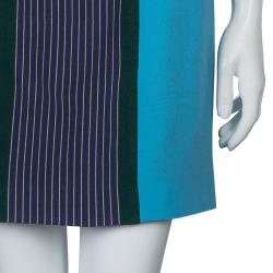 Mary Katrantzou Turquoise Blue Harlie Panel Printed Short Sleeve Dress M