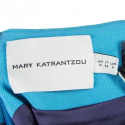 Mary Katrantzou Turquoise Blue Harlie Panel Printed Short Sleeve Dress M
