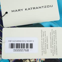 Mary Katrantzou Turquoise Blue Harlie Panel Printed Short Sleeve Dress M