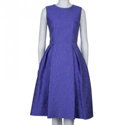 Pre Owned Mary Katrantzou Blue Embossed Sleeveless Dress M