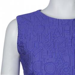 Pre Owned Mary Katrantzou Blue Embossed Sleeveless Dress M