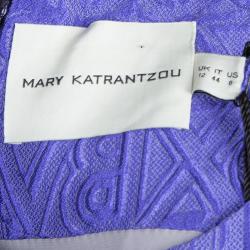 Pre Owned Mary Katrantzou Blue Embossed Sleeveless Dress M