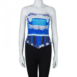Pre Owned Mary Katrantzou Blue Printed Corset M