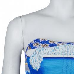 Pre Owned Mary Katrantzou Blue Printed Corset M