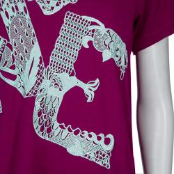 Pre Owned Mary Katrantzou Pink Lace Patch T Shirt L