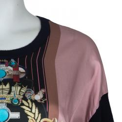 Pre Owned Mary Katrantzou Silk Printed Knipi Knit Jumper L