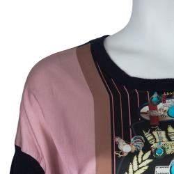 Pre Owned Mary Katrantzou Silk Printed Knipi Knit Jumper L