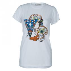 Mary Katrantzou White Sequin Embellished T Shirt XS