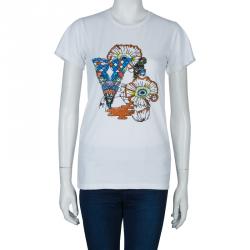 Mary Katrantzou White Sequin Embellished T Shirt XS