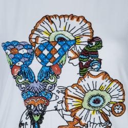 Mary Katrantzou White Sequin Embellished T Shirt XS
