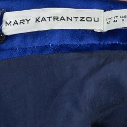Pre Owned Mary Katrantzou Blue Printed Silk Calculon Flared Skirt M
