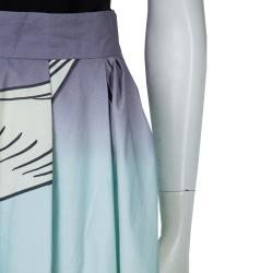 Pre Owned Mary Katrantzou Multicolor Flamingo Print Cotton Dirndl Skirt M