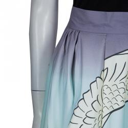 Pre Owned Mary Katrantzou Multicolor Flamingo Print Cotton Dirndl Skirt M