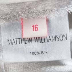 Matthew Williamson Grey Abstract Printed Silk Pants L