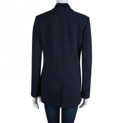 Matthew Williamson Navy Blue Crepe Satin Panel Blazer M