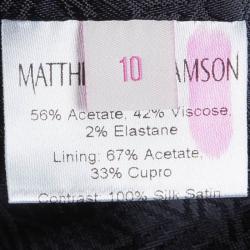 Matthew Williamson Navy Blue Crepe Satin Panel Blazer M