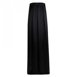 Matthew Williamson Black Silk Box Pleated Maxi Skirt L