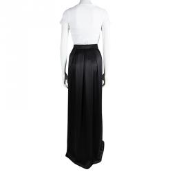 Matthew Williamson Black Silk Box Pleated Maxi Skirt L