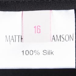 Matthew Williamson Black Silk Box Pleated Maxi Skirt L