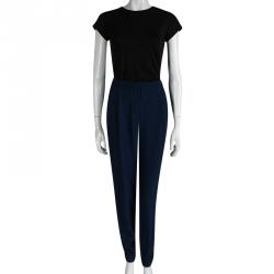 مملوكة مسبقًا Matthew Williamson Navy Blue Silk Loose Fit Pants L