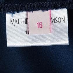 مملوكة مسبقًا Matthew Williamson Navy Blue Silk Loose Fit Pants L