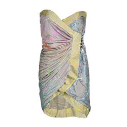 Matthew Williamson Multicolor Printed Silk Jersey Strapless Mini Wrap Dress S