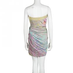 Matthew Williamson Multicolor Printed Silk Jersey Strapless Mini Wrap Dress S