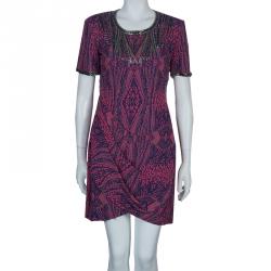 Pre Owned Matthew Williamson Pink Printed Embellished Dress M