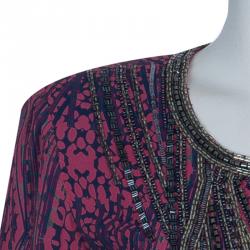 Pre Owned Matthew Williamson Pink Printed Embellished Dress M