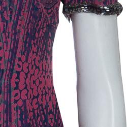 Pre Owned Matthew Williamson Pink Printed Embellished Dress M
