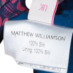 Pre Owned Matthew Williamson Pink Printed Embellished Dress M