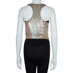 Matthew Williamson Gold Sequin and Crystal Embellished Vest S