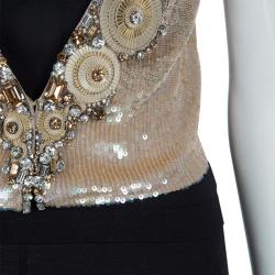 Matthew Williamson Gold Sequin and Crystal Embellished Vest S