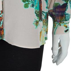 مملوكة مسبقًا Matthew Williamson Beige Floral Print Buttondown Long Sleeve Silk Shirt M