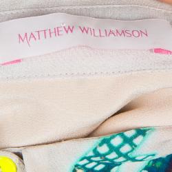 مملوكة مسبقًا Matthew Williamson Beige Floral Print Buttondown Long Sleeve Silk Shirt M