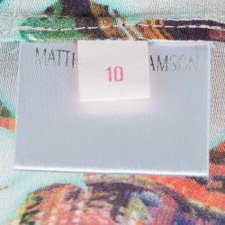 مملوكة مسبقًا Matthew Williamson Beige Floral Print Buttondown Long Sleeve Silk Shirt M