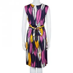 Matthew Williamson Multicolor Print Waist Tie Detail Sleeveless Dress M