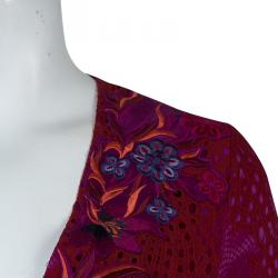 Pre Owned Matthew Williamson Purple Floral Embroidered Aplique Lace Dress M