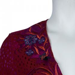 Pre Owned Matthew Williamson Purple Floral Embroidered Aplique Lace Dress M